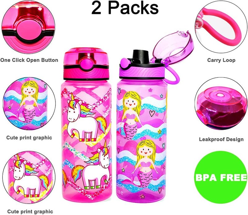 Home Tune 23oz Kids Water Bottle Set - Unicorn & Mermaid - Image 2